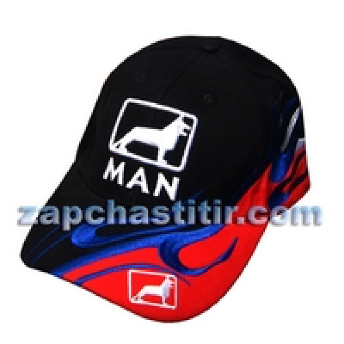 Кепка з логотипом MAN, чорно-червоно-синя Кепка з логотипом MAN, чорно-червоно-синя
