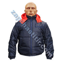 Куртка без напису синьо-червона, болонева з капюшоном