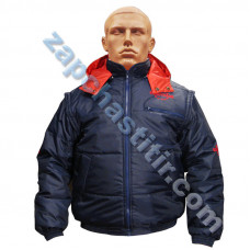 Куртка EVROTRANS синьо-червона, болонева з капюшоном