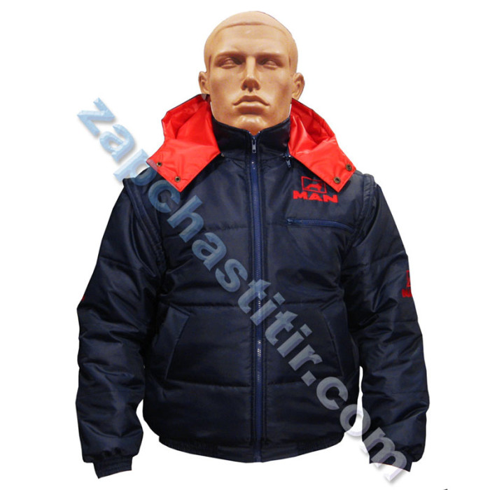 Куртка MAN синьо-червона, болонева з капюшоном Куртка MAN синьо-червона, болонева з капюшоном