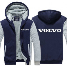 Куртка VOLVO сине-белая с капюшоном и подкладкой флис