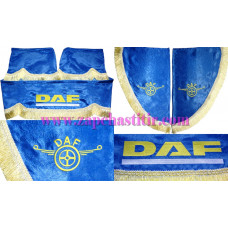 Комплект шторок DAF сині бахрома золотиста