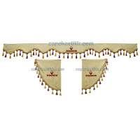 Комплект шторок MAGNUM бежеві, пензлики бордові Комплект шторок MAGNUM бежеві, пензлики бордові