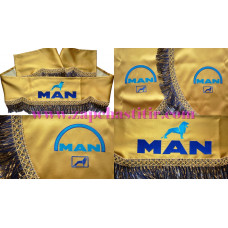 Комплект шторок MAN золотисті бахрома синьозолотиста