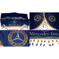 Комплект шторок MERCEDES сині бахрома синьозолотиста Комплект шторок MERCEDES сині бахрома синьозолотиста