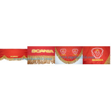 Комплект шторок SCANIA червоні бахрома срібляста Комплект шторок SCANIA червоні бахрома срібляста