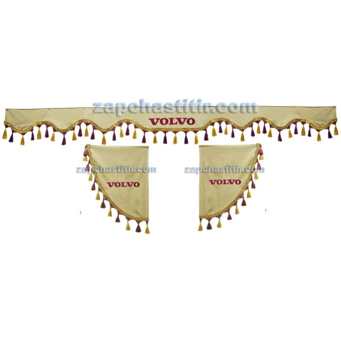 Комплект шторок VOLVO бежеві, пензлики бордові Комплект шторок VOLVO бежеві, пензлики бордові