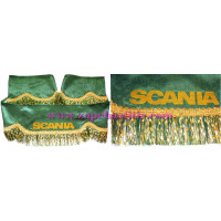 Шторка на лобове скло SCANIA зелена, бахрома золотисто-зелена Шторка на лобове скло SCANIA зелена, бахрома золотисто-зелена