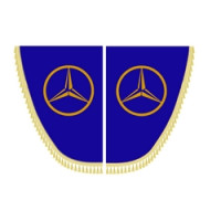 Шторки боковые Mercedes синие с кисточками