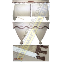 Штори DAF 95-105 XF, комплект, Лобова штора, Сонцезахисна шторка, Спальник (бежевий)