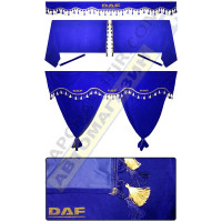 Штори DAF 95-105 XF, комплект, Лобова штора, Сонцезахисна шторка, Спальник (синій) Штори DAF 95-105 XF, комплект, Лобова штора, Сонцезахисна шторка, Спальник (синій)