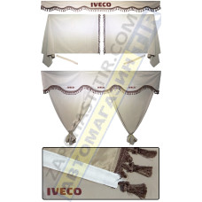 Штори в IVECO STRALIS-EUROTECH, комплект, Лобова штора, Сонцезахисна шторка, Спальник (бежевий) Штори в IVECO STRALIS-EUROTECH, комплект, Лобова штора, Сонцезахисна шторка, Спальник (бежевий)