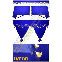 Штори в IVECO STRALIS-EUROTECH, комплект, Лобова штора, Сонцезахисна шторка, Спальник (синій) Штори в IVECO STRALIS-EUROTECH, комплект, Лобова штора, Сонцезахисна шторка, Спальник (синій)