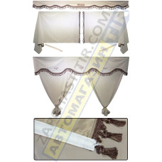 Штори в MAN TGA-TGX, комплект, Лобова штора, Сонцезахисна шторка, Спальник (бежевий) Штори в MAN TGA-TGX, комплект, Лобова штора, Сонцезахисна шторка, Спальник (бежевий)