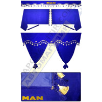 Штори в MAN TGA-TGX, комплект, Лобова штора, Сонцезахисна шторка, Спальник (синій) Штори в MAN TGA-TGX, комплект, Лобова штора, Сонцезахисна шторка, Спальник (синій)