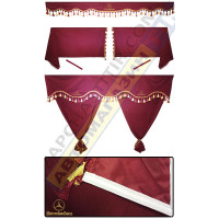 Штори в MERCEDES ACTROS, комплект, Лобова штора, Сонцезахисна шторка, Спальник (бордовий) Штори в MERCEDES ACTROS, комплект, Лобова штора, Сонцезахисна шторка, Спальник (бордовий)