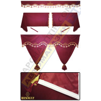 Штори в RENAULT PREMIUM, комплект, Лобова штора, Сонцезахисна шторка, Спальник (бордовий) Штори в RENAULT PREMIUM, комплект, Лобова штора, Сонцезахисна шторка, Спальник (бордовий)