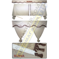 Штори в SCANIA R TOPLINE, комплект, Лобова штора, Сонцезахисна шторка, Спальник (бежевий) Штори в SCANIA R TOPLINE, комплект, Лобова штора, Сонцезахисна шторка, Спальник (бежевий)