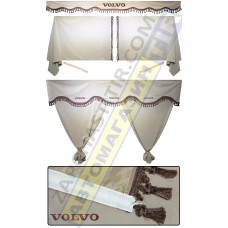 Штори в VOLVO FH, комплект, Лобова штора, Сонцезахисна шторка, Спальник (бежевий)