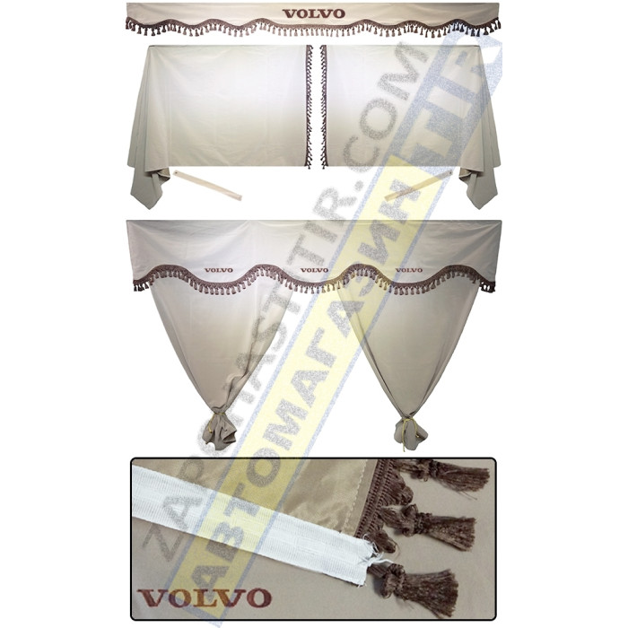 Штори в VOLVO FH, комплект, Лобова штора, Сонцезахисна шторка, Спальник (бежевий) Штори в VOLVO FH, комплект, Лобова штора, Сонцезахисна шторка, Спальник (бежевий)