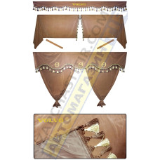 Штори в VOLVO FH, комплект, Лобова штора, Сонцезахисна шторка, Спальник (коричневий)