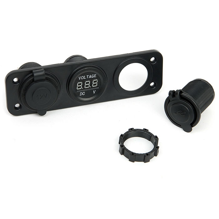 Панель врізна, прикурювач, USB, вольтметр 12/24В Панель врізна, прикурювач, USB, вольтметр 12/24В