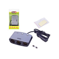 Розгалужувач прикурювача на 3 гнізда з проводом 0,7 м + 1USB 5V 2400mA 12/24В, керамічне гніздо Розгалужувач прикурювача на 3 гнізда з проводом 0,7 м + 1USB 5V 2400mA 12/24В, керамічне гніздо