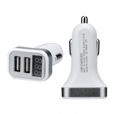 Автомобільний зарядний пристрій у прикурювач з вольтметром, 12В/24В, червоний Автомобільний зарядний пристрій у прикурювач з вольтметром, 12В/24В, червоний